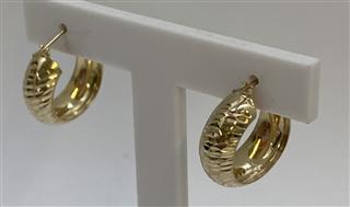 14K Yellow Gold Danty Fancy Detailed Designed Hoop Earrings 1.2G